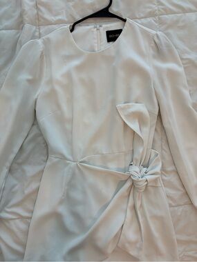DO+BE Cream Long-Sleeve Midi Dress with Knot Detail